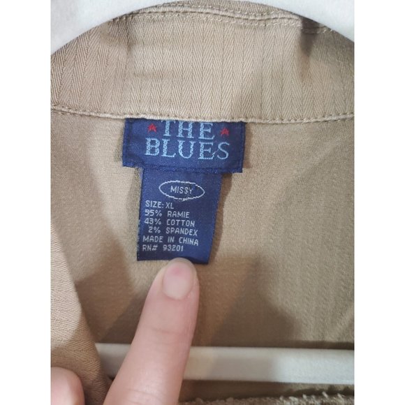 Vtg Y2K The Blues Button Down Tan Shacket, Sz XL - Picture 7 of 10